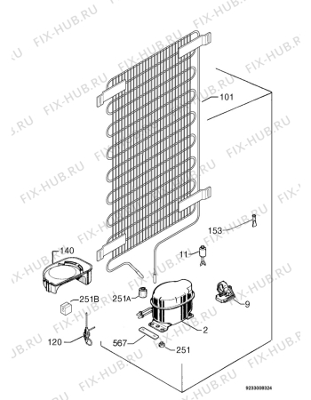 Взрыв-схема холодильника Juno Electrolux JRZ94120 - Схема узла Cooling system 017